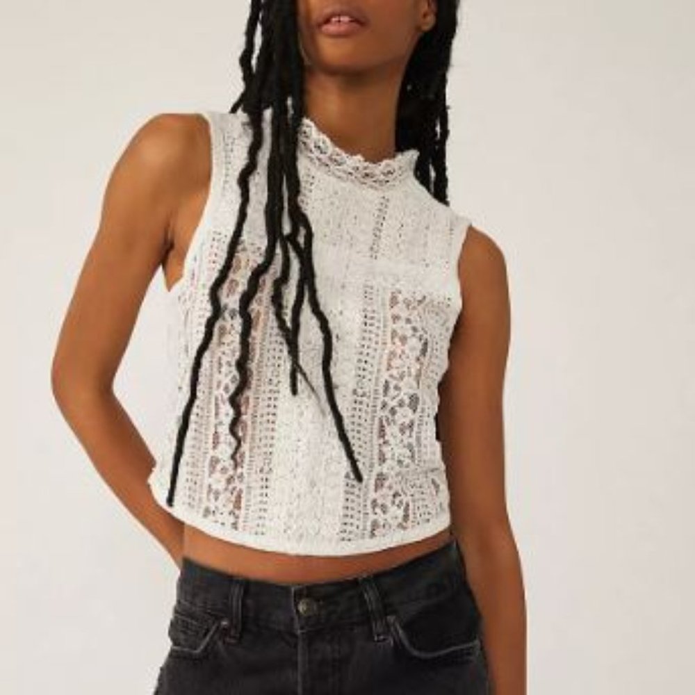 🔥 Free People Tea Party Lace Crop Tank NWT